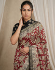 Red Soft Tussar Silk Saree with Kalamkari Printed Saree