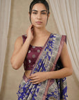 Violet Soft Tussar Silk Saree with Kalamkari Printed Saree