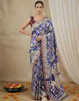 Violet Soft Tussar Silk Saree with Kalamkari Printed Saree