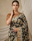Black Soft Tussar Silk Saree with Kalamkari Printed Saree