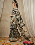 Black Soft Tussar Silk Saree with Kalamkari Printed Saree