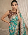 Sky Blue Soft Tussar Silk Saree with Kalamkari Printed Saree