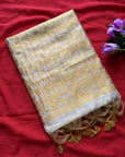 Yellow Premium Kashmiri Cotton Jamdani Concept Saree