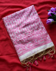 Pink Premium Kashmiri Cotton Jamdani Concept Saree