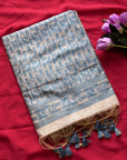Dark Blue Premium Kashmiri Cotton Jamdani Concept Saree