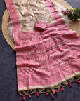 Pink Premium Kashmiri Cotton Jamdani Concept Saree
