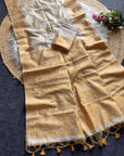 Yellow Premium Kashmiri Cotton Jamdani Concept Saree