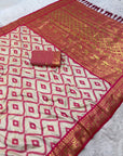 Rani Pink Soft Ikkat Leheriya Pochampally Silk Saree