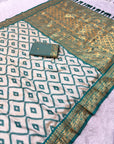 Rama Blue Soft Ikkat Leheriya Pochampally Silk Saree