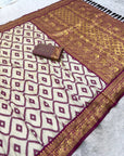 Magenta Soft Ikkat Leheriya Pochampally Silk Saree