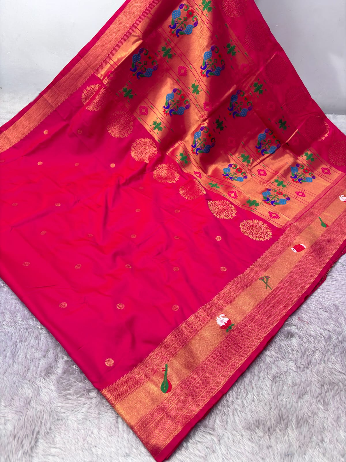 Rani Pink Pure Look Paithani Zari Woven Saree