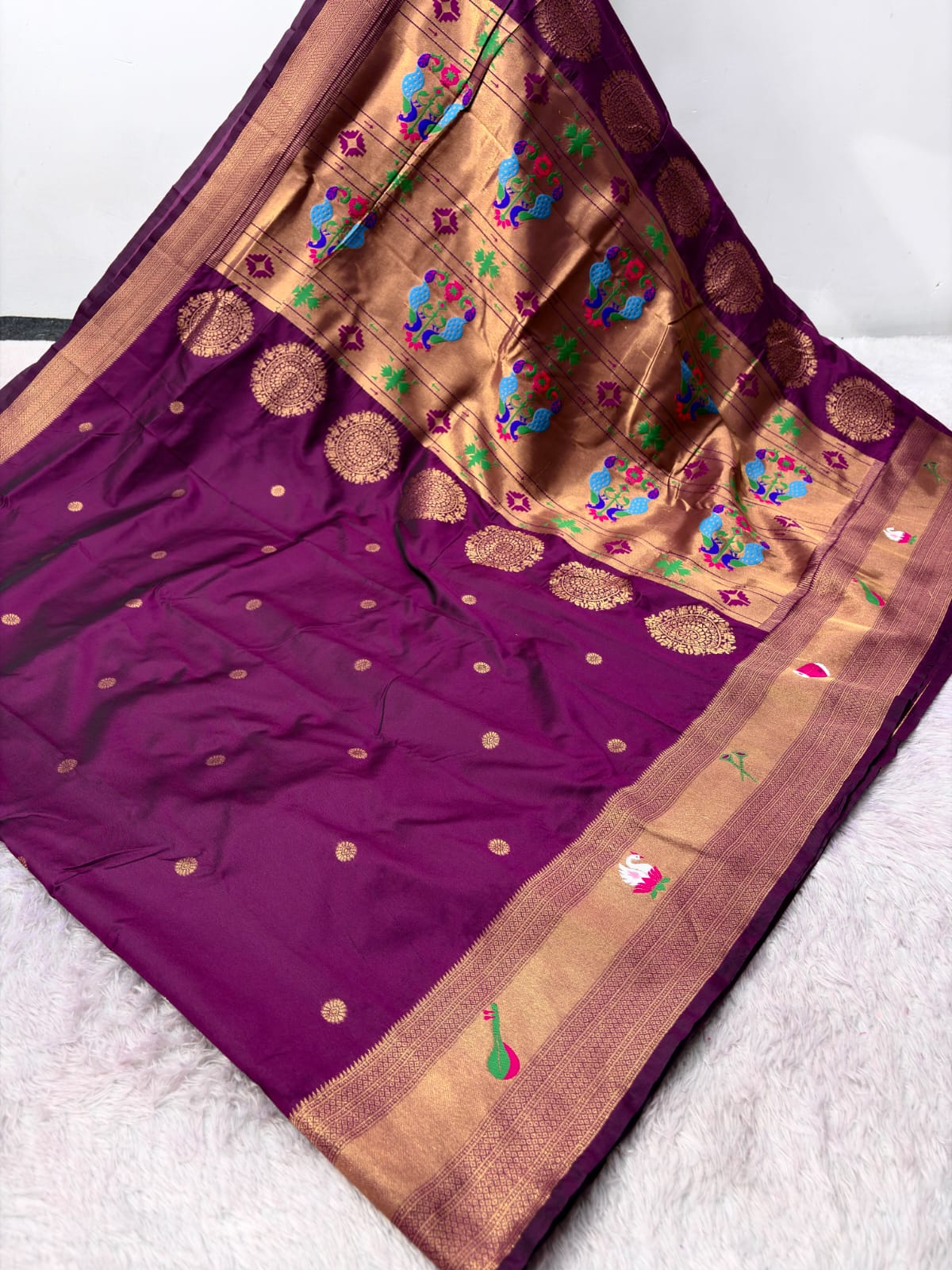 Wine Pure Look Paithani Zari Woven Saree