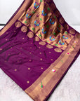 Wine Pure Look Paithani Zari Woven Saree
