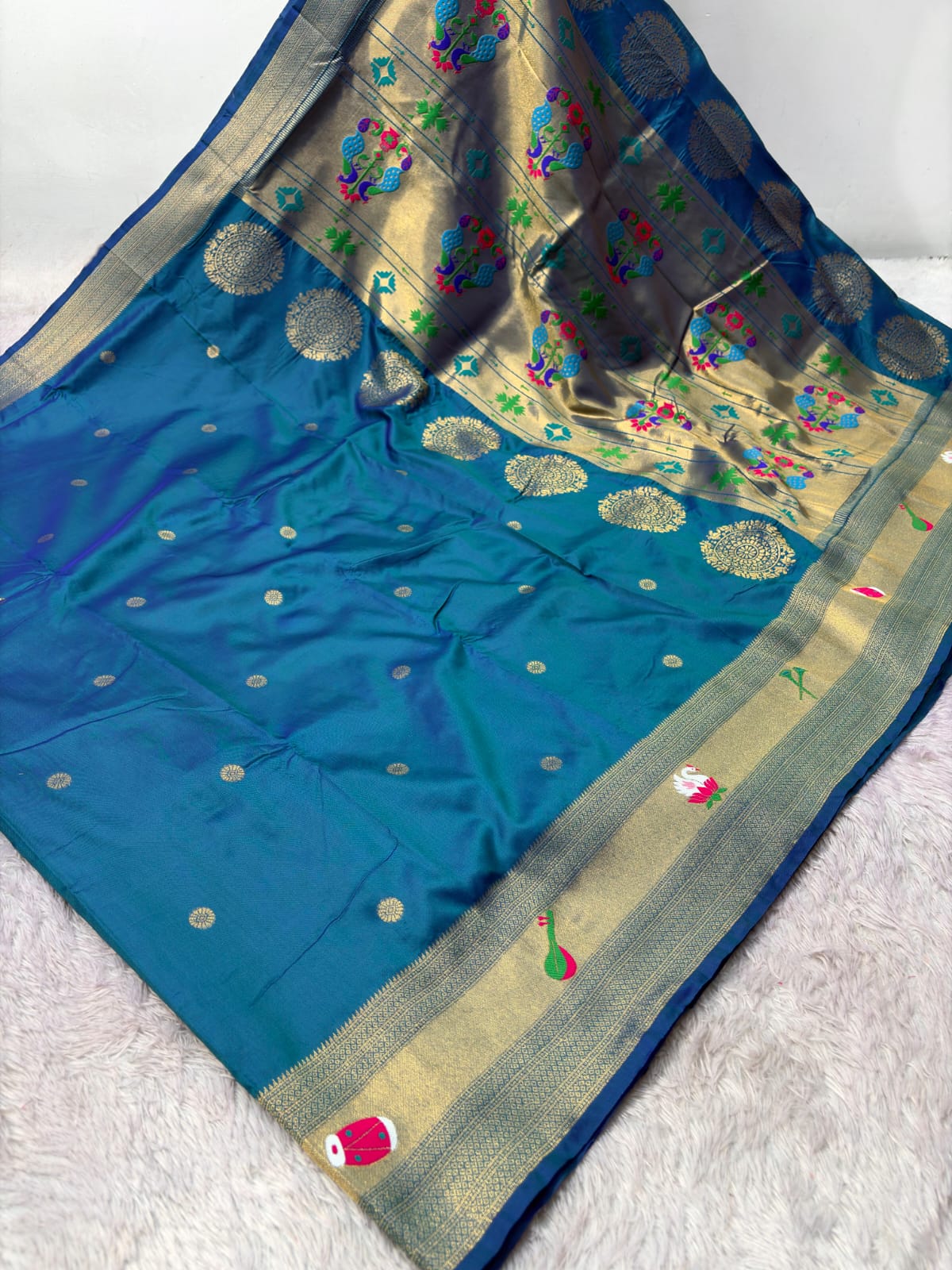 Rama Blue Pure Look Paithani Zari Woven Saree