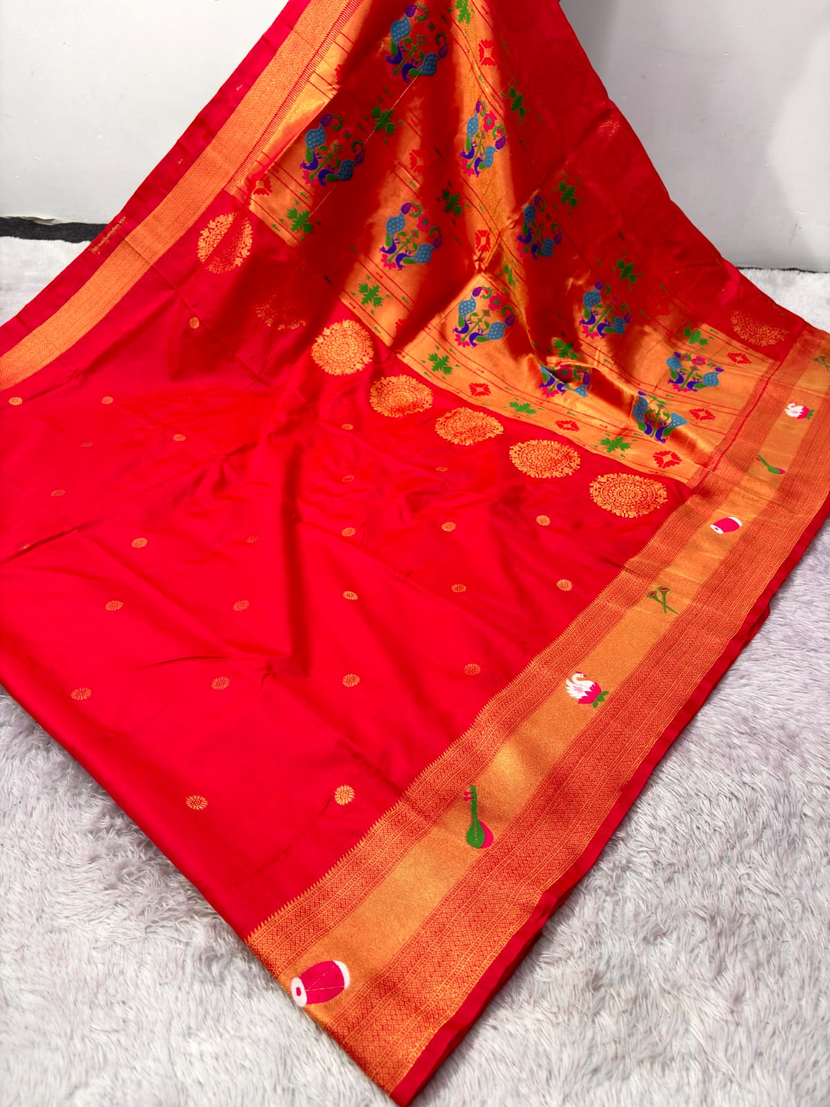 Red Pure Look Paithani Zari Woven Saree