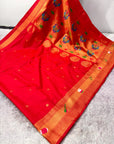 Red Pure Look Paithani Zari Woven Saree