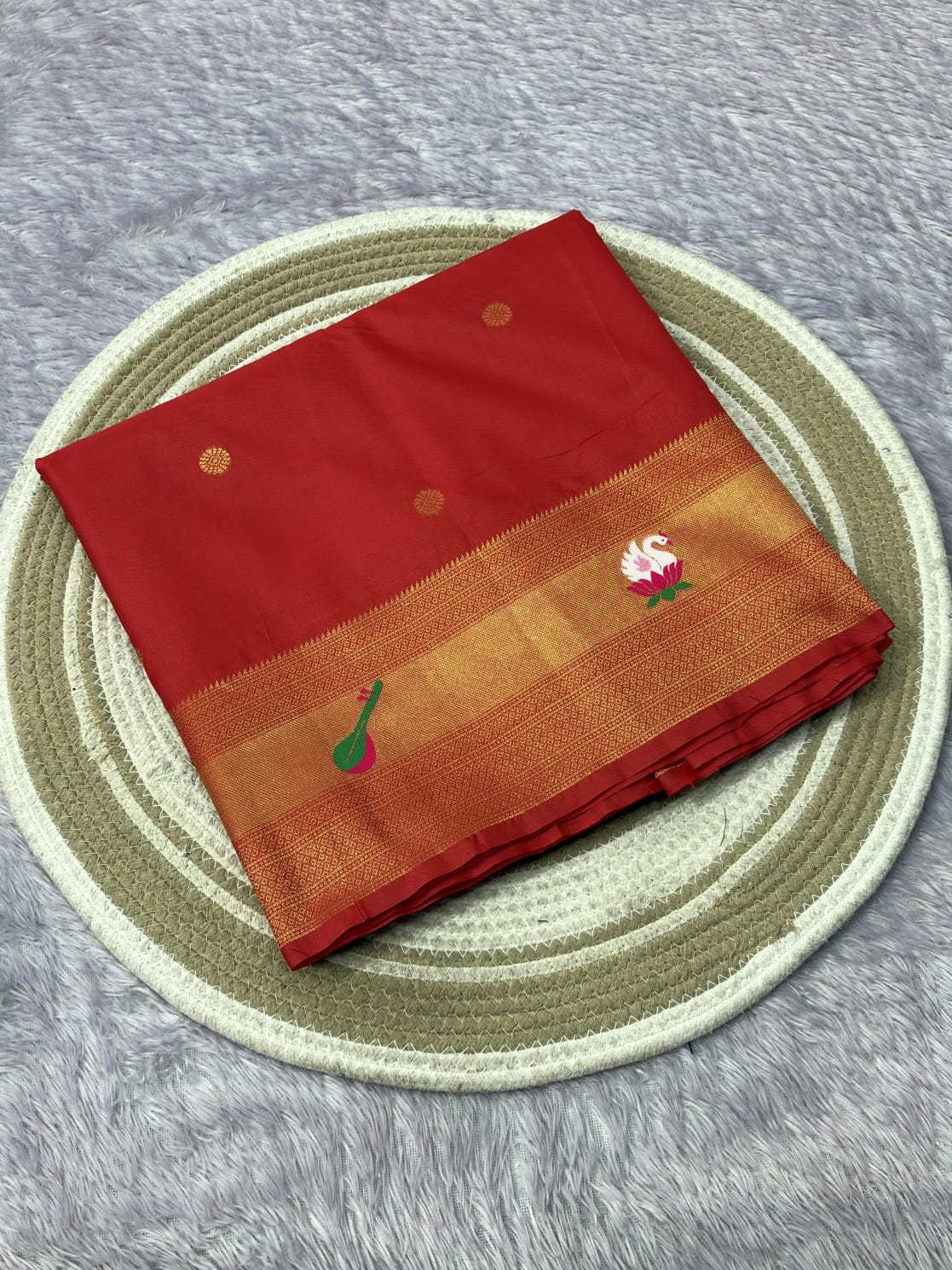 Red Pure Look Paithani Zari Woven Saree