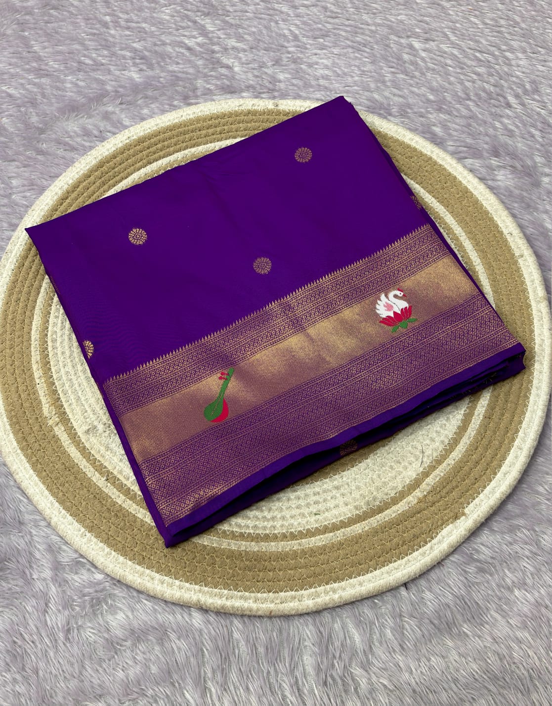 Purple Pure Look Paithani Zari Woven Saree