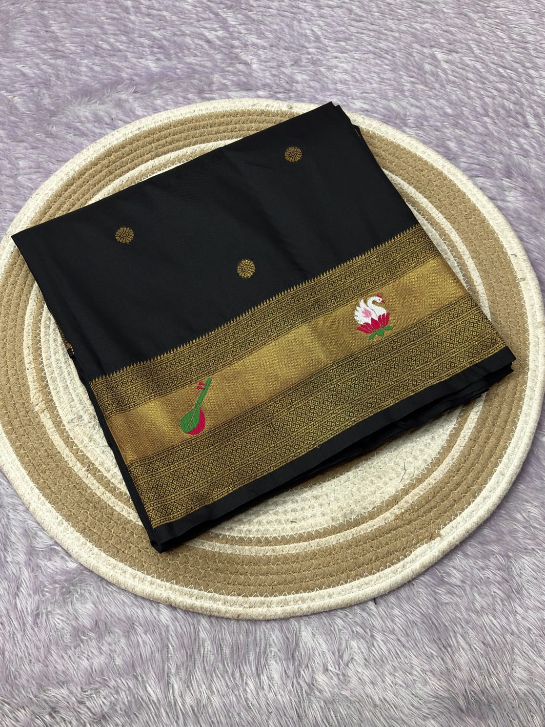 Black Pure Look Paithani Zari Woven Saree