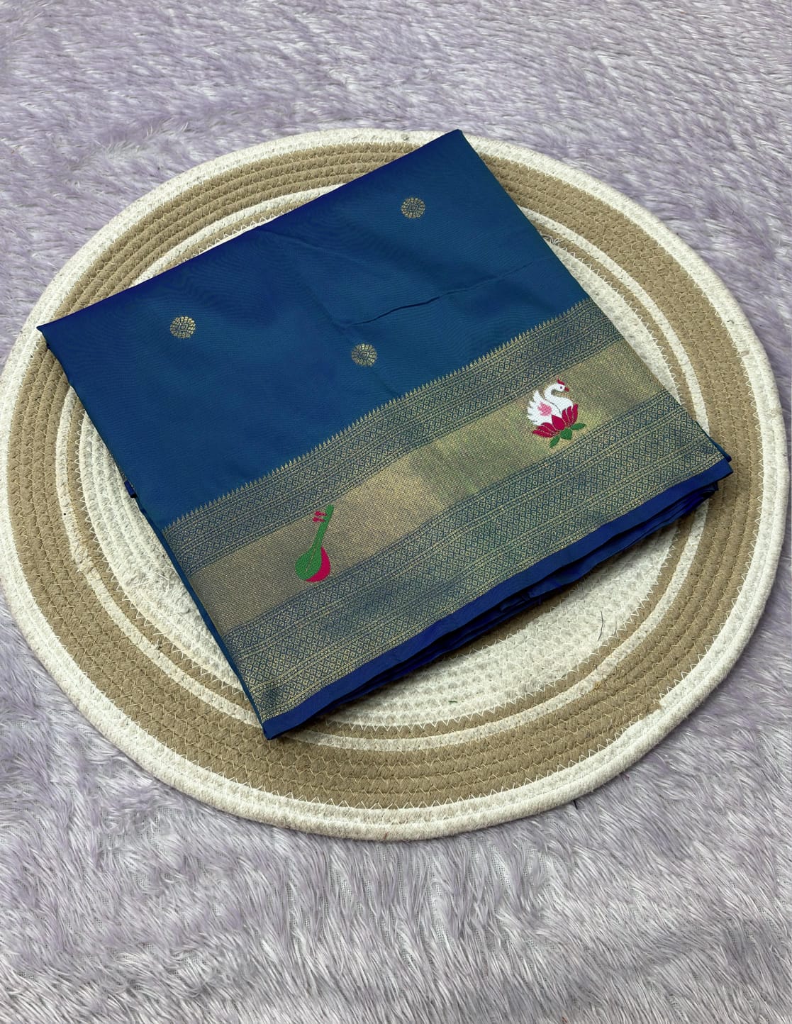 Rama Blue Pure Look Paithani Zari Woven Saree