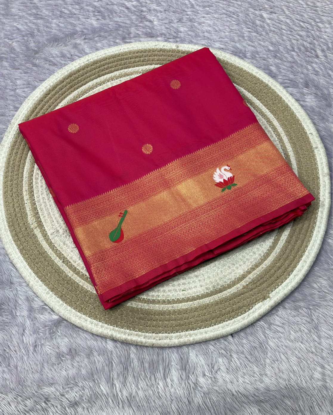 Rani Pink Pure Look Paithani Zari Woven Saree