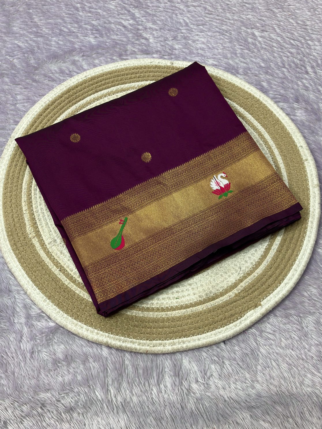 Wine Pure Look Paithani Zari Woven Saree
