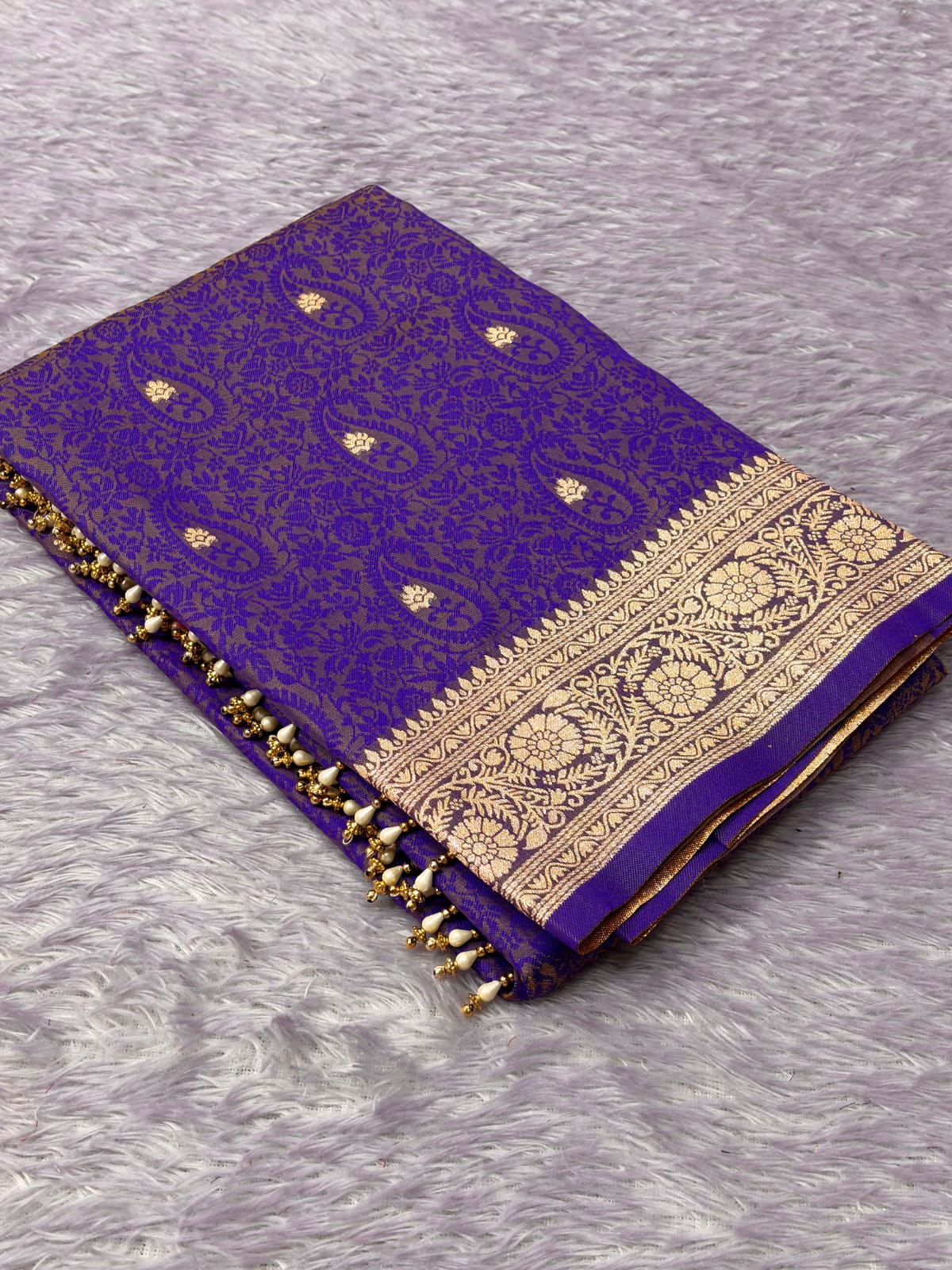 Violet Premium Banarasi Silk Zari Woven Saree