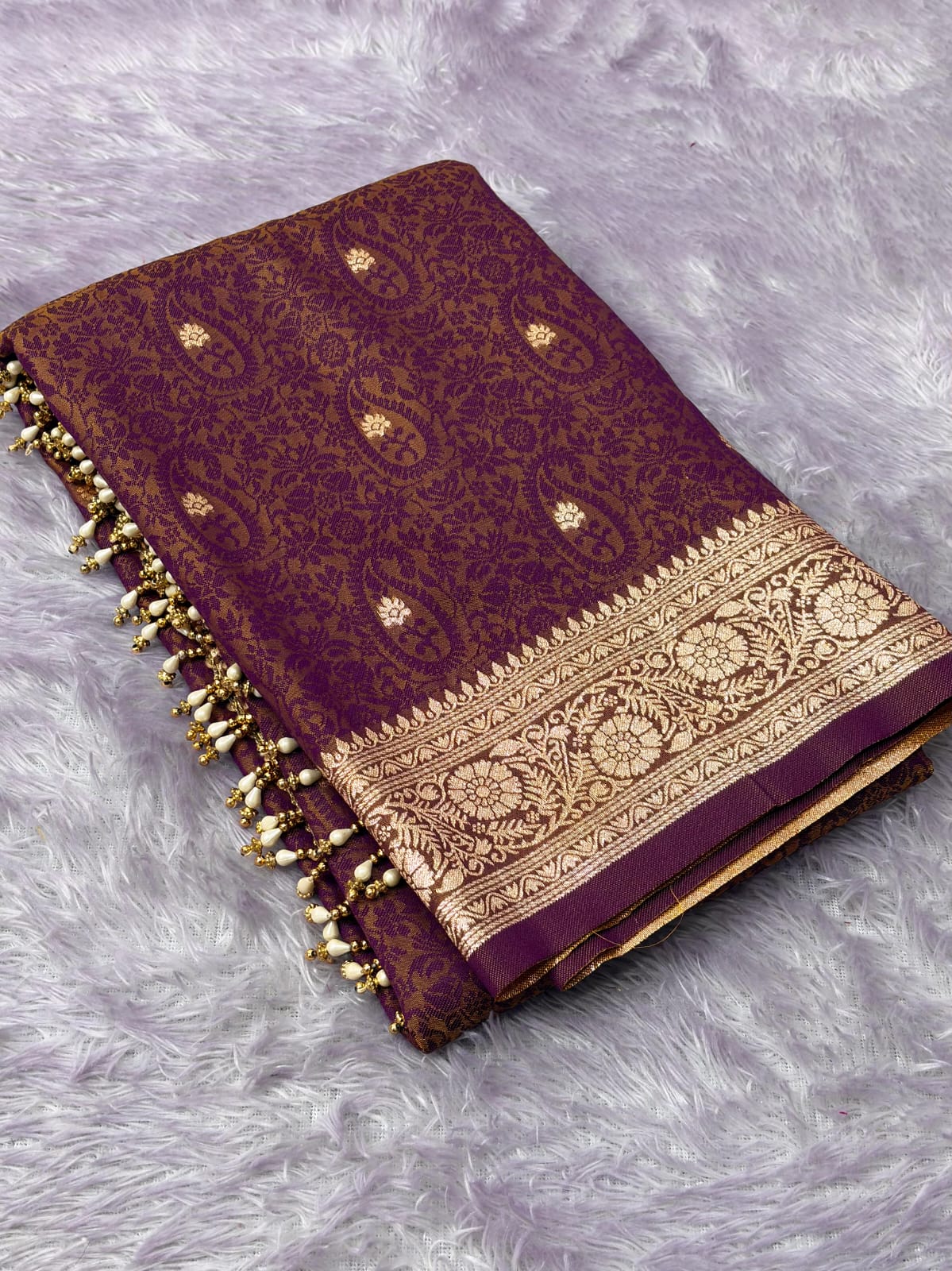 Wine Premium Banarasi Silk Zari Woven Saree