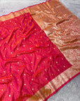 Rani Pink Premium Banarasi Silk Zari Woven Saree