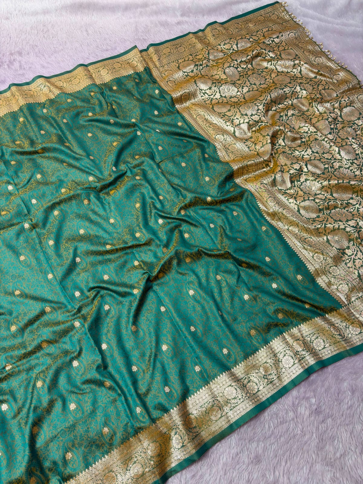 Rama Blue Premium Banarasi Silk Zari Woven Saree