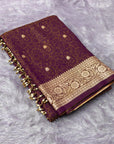 Wine Premium Banarasi Silk Zari Woven Saree