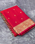 Rani Pink Premium Banarasi Silk Zari Woven Saree