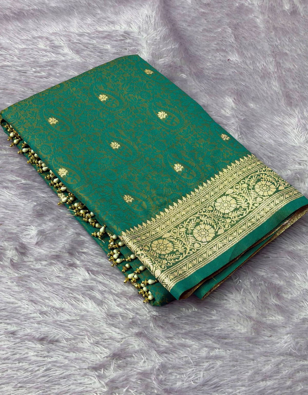 Rama Blue Premium Banarasi Silk Zari Woven Saree