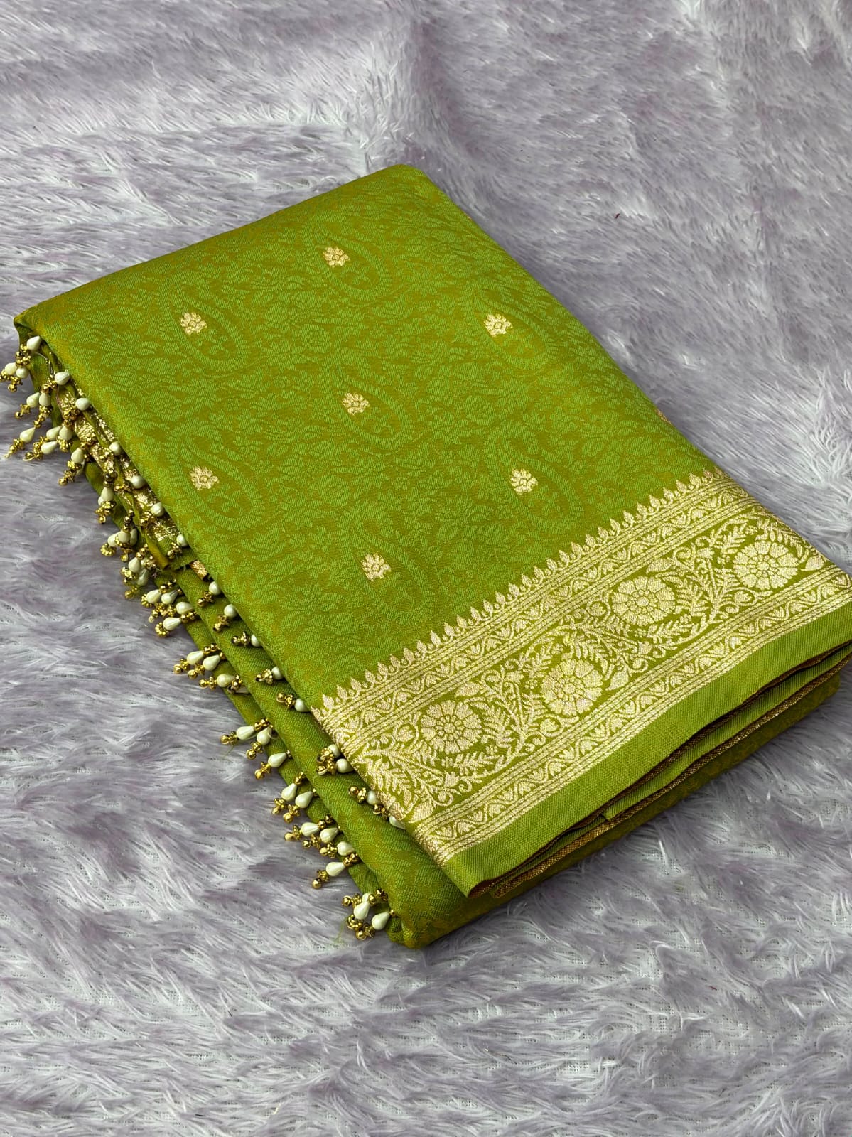 Mehendi Green Premium Banarasi Silk Zari Woven Saree
