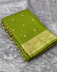 Mehendi Green Premium Banarasi Silk Zari Woven Saree