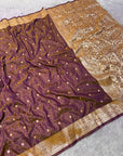 Wine Premium Banarasi Silk Zari Woven Saree