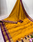 Mustard Yellow Traditional Narayanpet Mul Cotton Saree