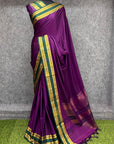 Purple Traditional Narayanpet Mul Cotton Saree
