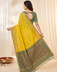 Yellow Premium Soft Silk Zari Woven with Ikkat Patola Fusion Saree