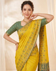 Yellow Premium Soft Silk Zari Woven with Ikkat Patola Fusion Saree