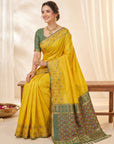 Yellow Premium Soft Silk Zari Woven with Ikkat Patola Fusion Saree