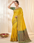 Yellow Premium Soft Silk Zari Woven with Ikkat Patola Fusion Saree