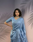 Blue Soft Raspberry Silk with Sequin Embroidery Work Saree