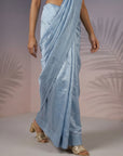 Blue Soft Raspberry Silk with Sequin Embroidery Work Saree