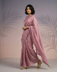 Coral Pink Soft Raspberry Silk with Sequin Embroidery Work Saree