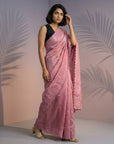 Coral Pink Soft Raspberry Silk with Sequin Embroidery Work Saree