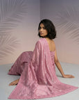 Coral Pink Soft Raspberry Silk with Sequin Embroidery Work Saree