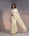 Cream Soft Raspberry Silk with Sequin Embroidery Work Saree
