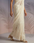 Cream Soft Raspberry Silk with Sequin Embroidery Work Saree