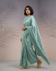 Light Sea Green Soft Raspberry Silk with Sequin Embroidery Work Saree